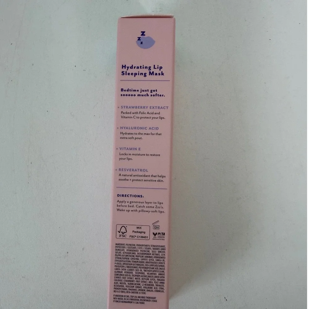 Patchology Lip Sleeping Mask Rose Lips Hydrating Overnight Lip Balm 0.5 oz Ne